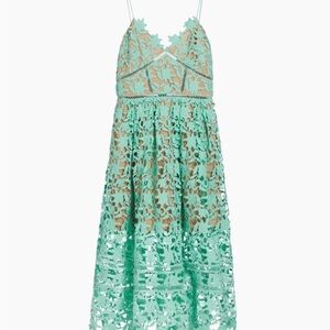 Self-Portrait Mint Green Lace Spaghetti-Strap Dress